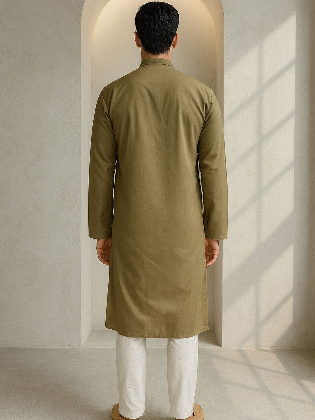 Mandarin Collar Straight Kurta With Trousers