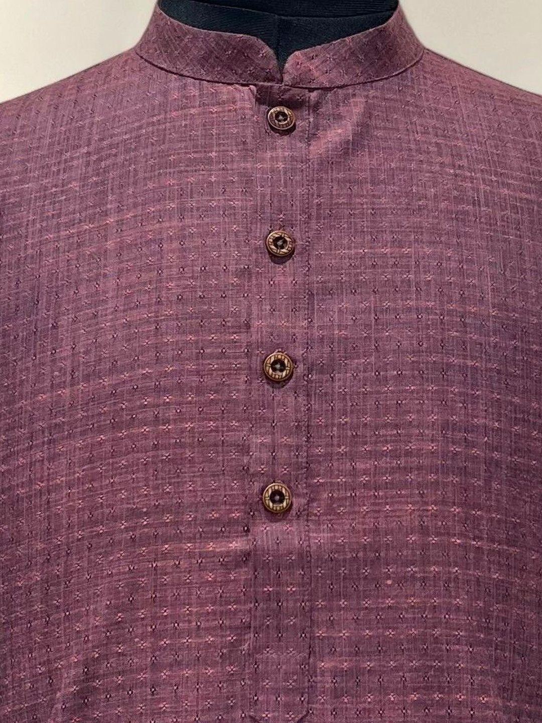 Men Pink Regular Fit Full Sleeve Mandarin Collar Kurta Set