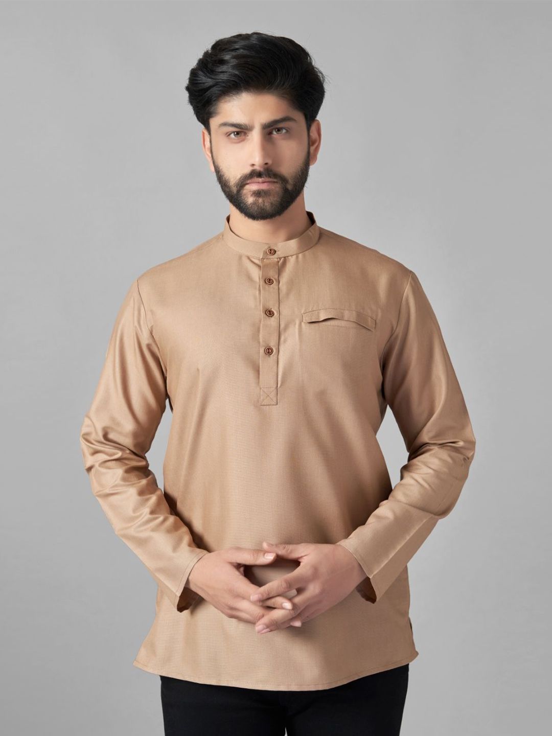 Men Band Collar Cotton Kurta