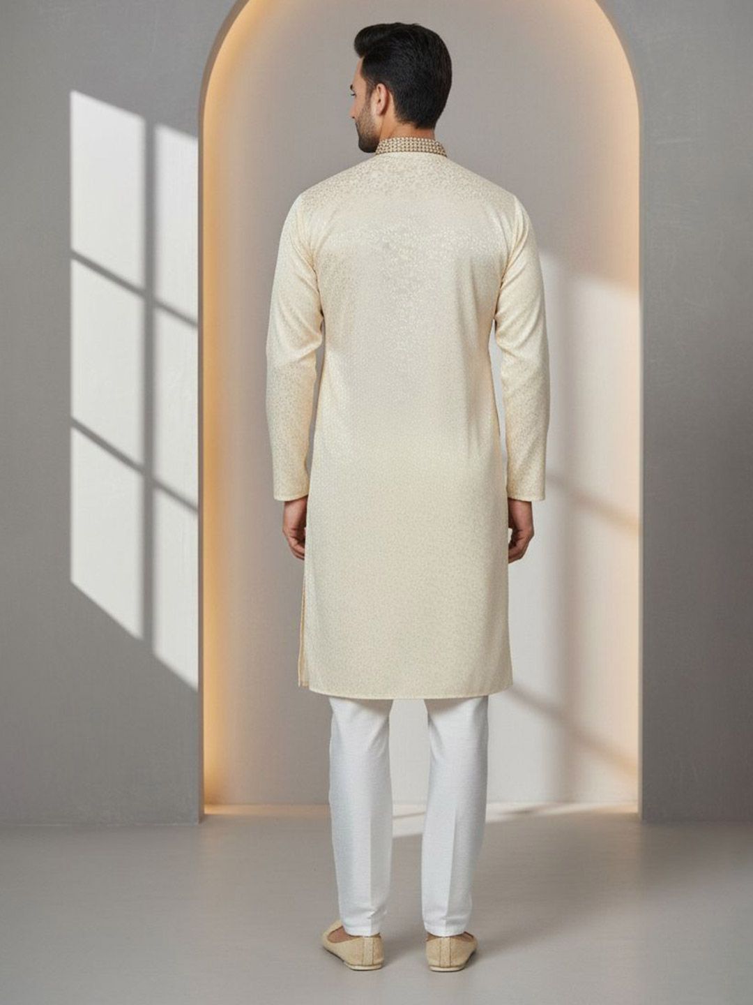 Men Geometric Jacquard Kurta