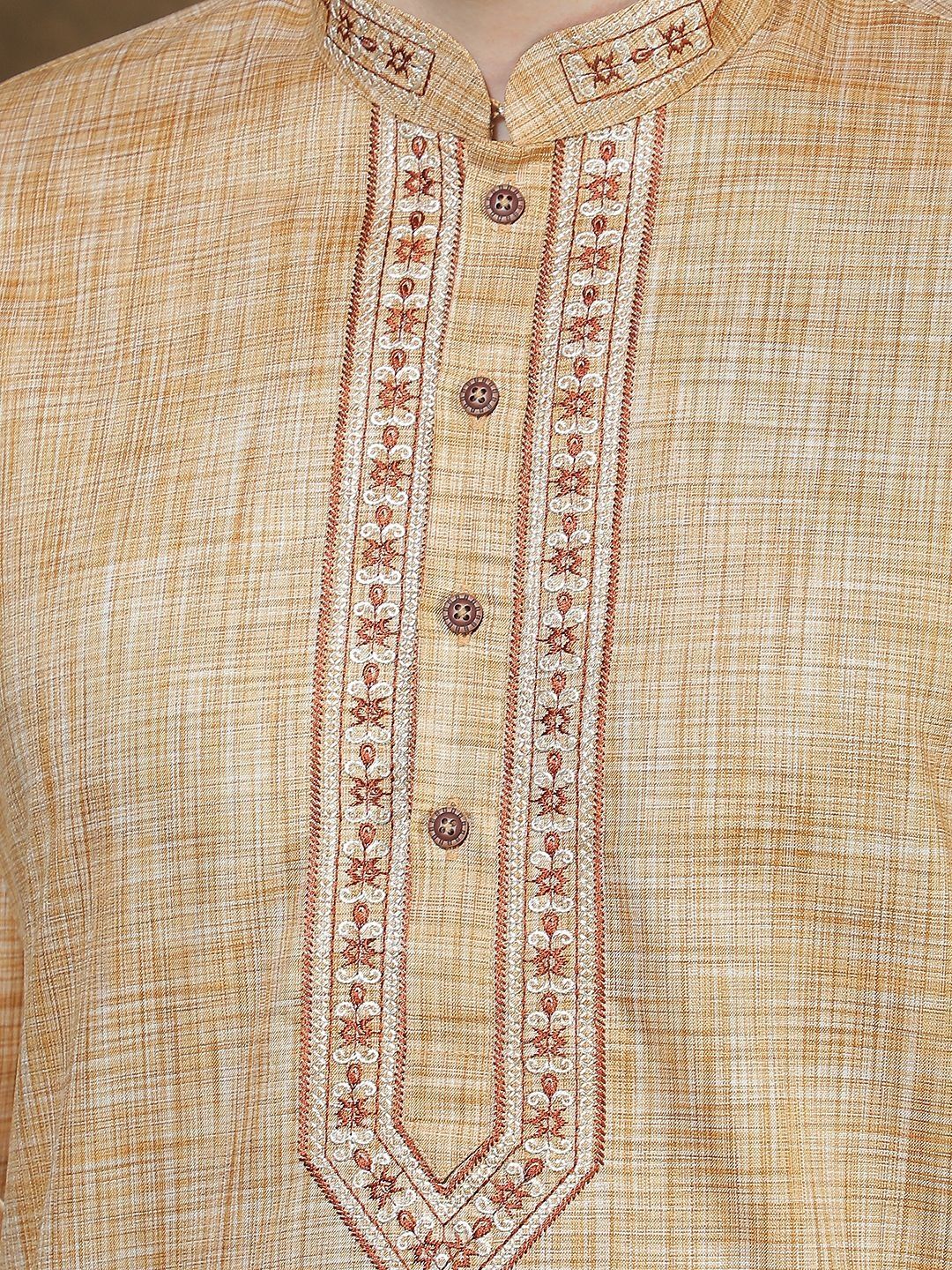 Men Regular Thread Work Kurta with Pyjamas