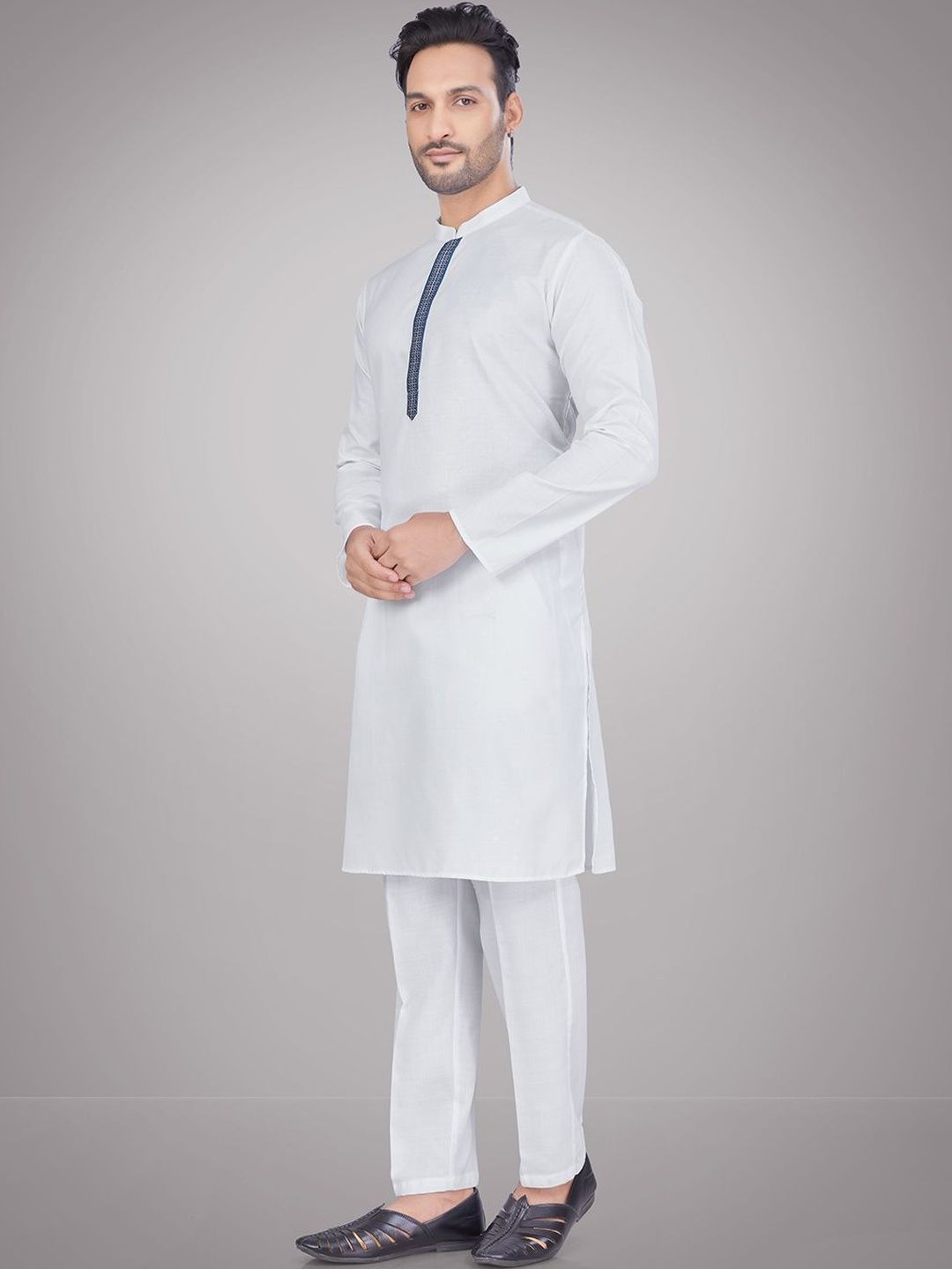 Men Regular Thread Work Kurta with Pyjamas