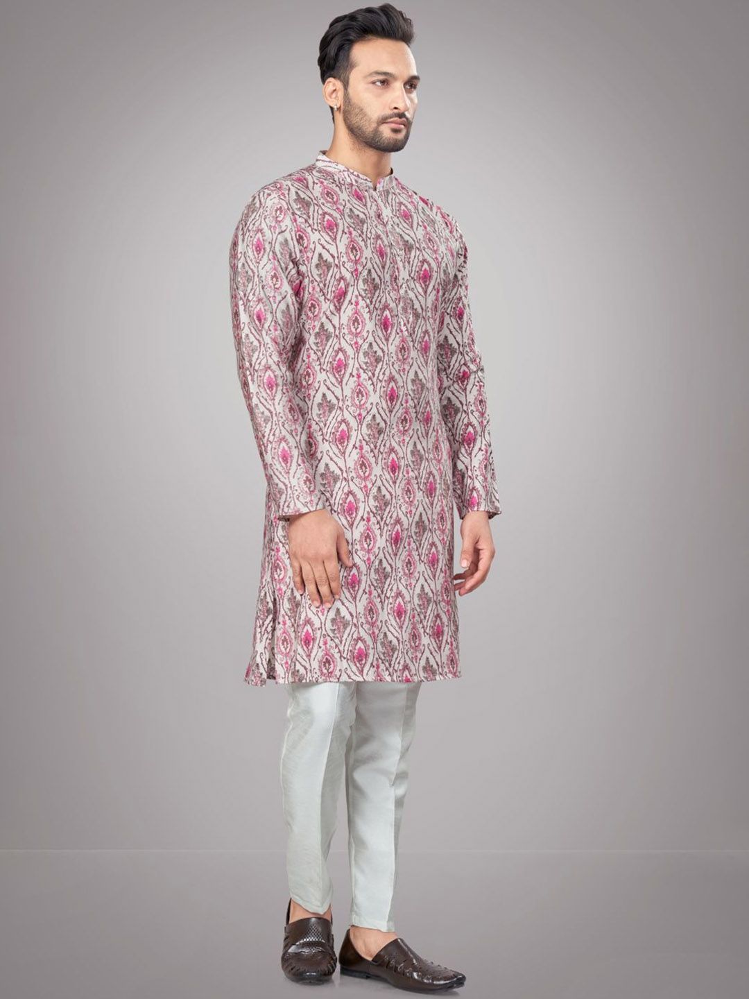 Men Ethnic Motifs Printed Mandarin Collar Kurta Set