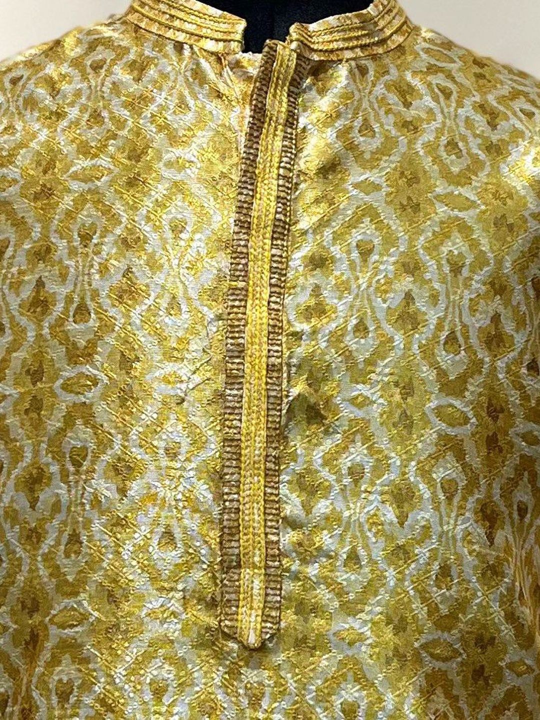 Men Yellow Regular Fit Full Sleeve Mandarin Collar Kurta Set