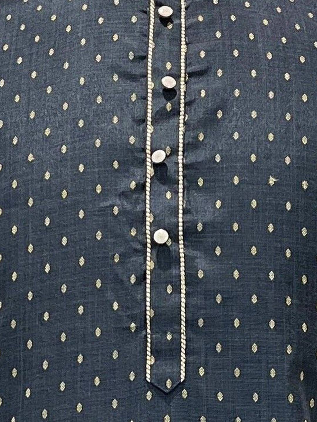 Geometric Woven Design Mandarin Collar Straight Kurta