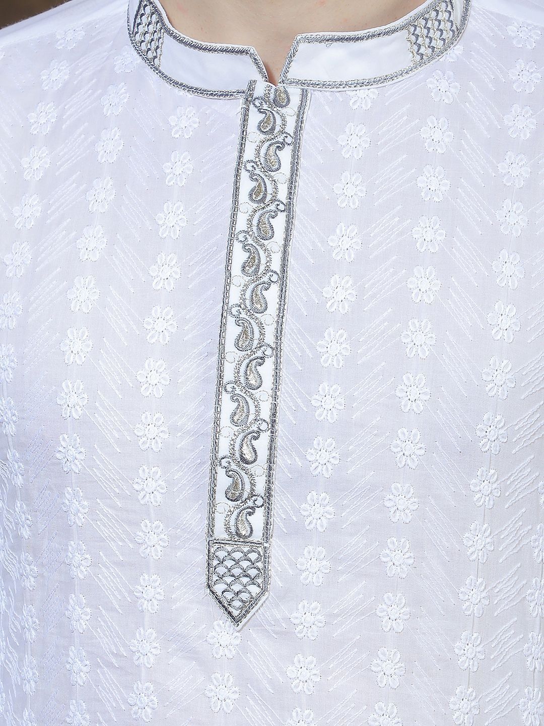 Men Ethnic Motifs Embroidered Regular Chikankari Kurta with Trousers