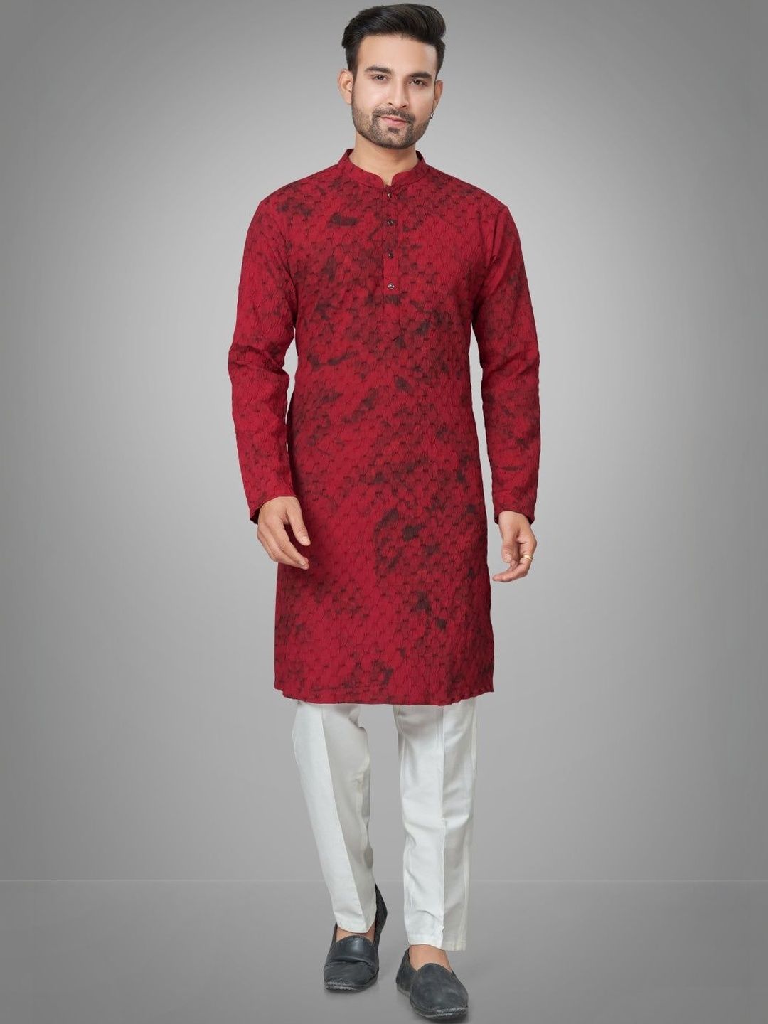 Men Printed Regular Kurta with Trousers