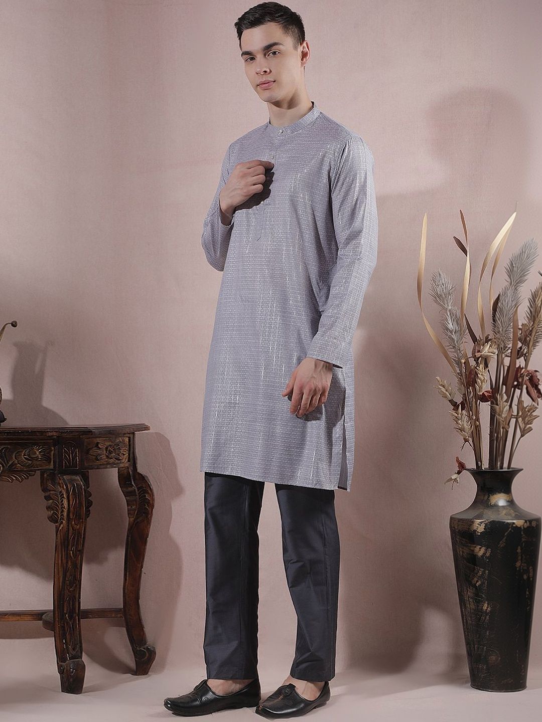 Men Regular Linen Kurta with Pyjamas