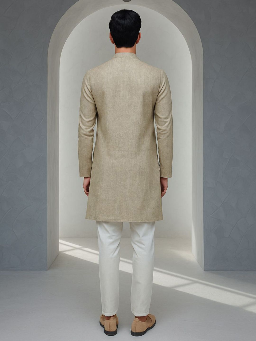 Men Solid Printed Festive Cotton Straight Kurta