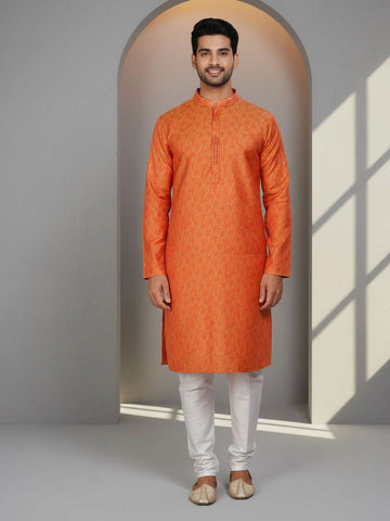 Men Thread Work Jacquard Kurta