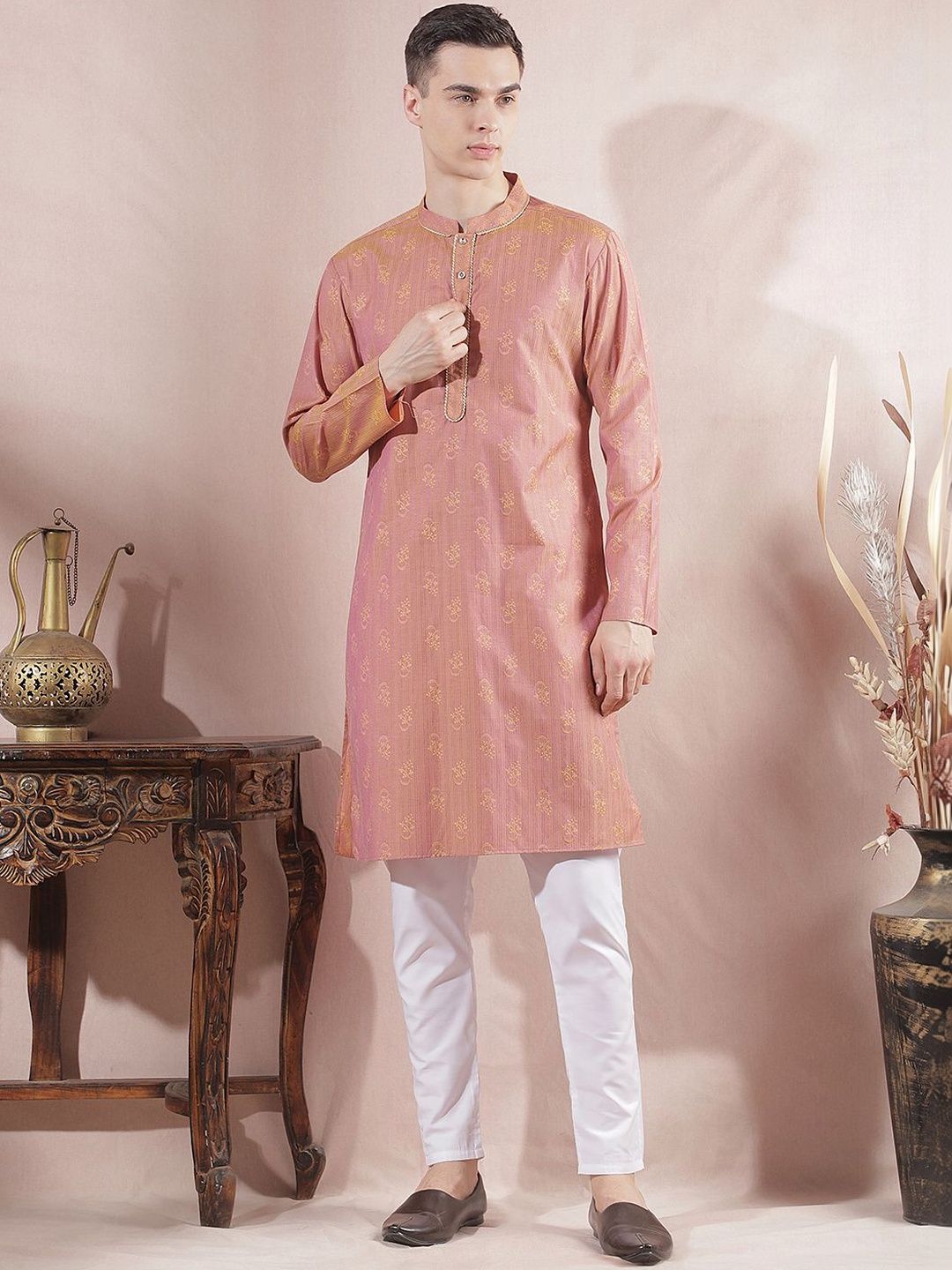 Men Floral Regular Kurta with Pyjamas