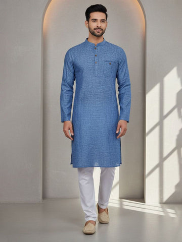Men Geometric Thread Work Kurta