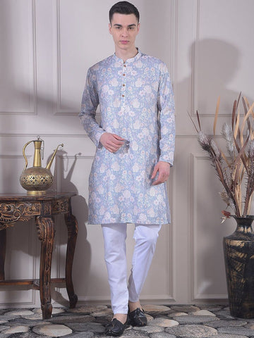 Men Floral Printed Regular Kurta with Pyjamas
