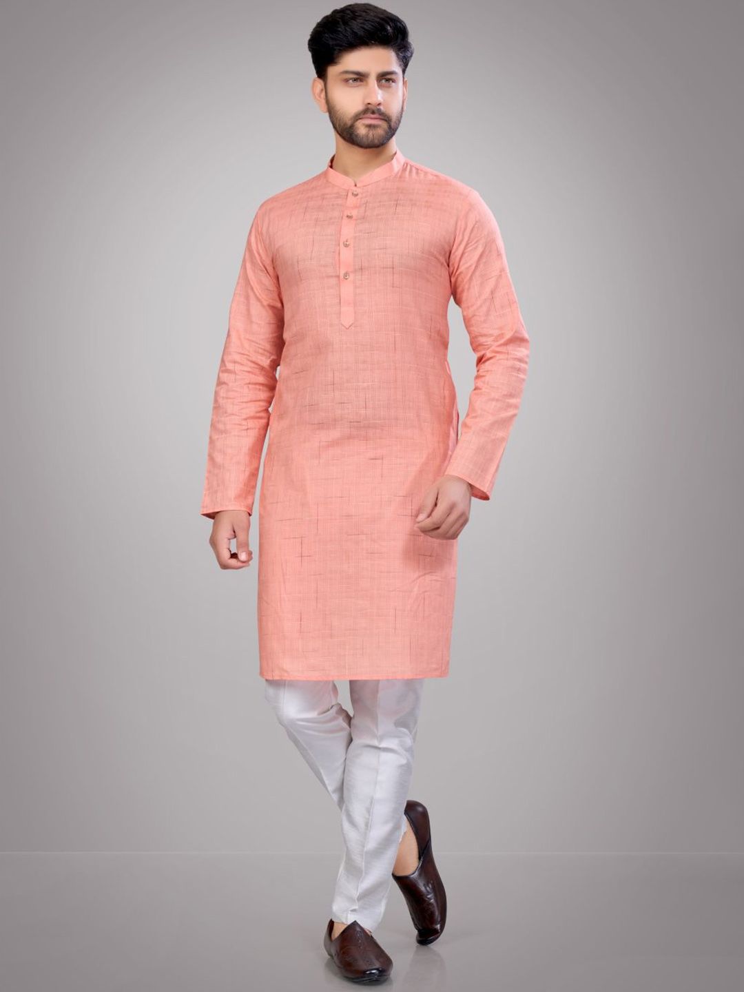 Men Mandarin Collar Kurta with Pyjamas