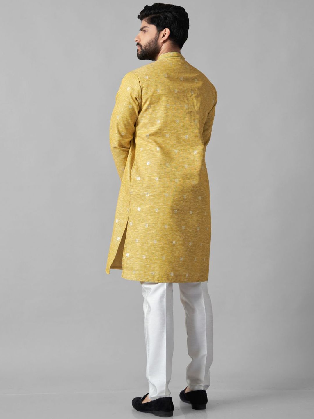 Men Self Design Kurta with Trousers