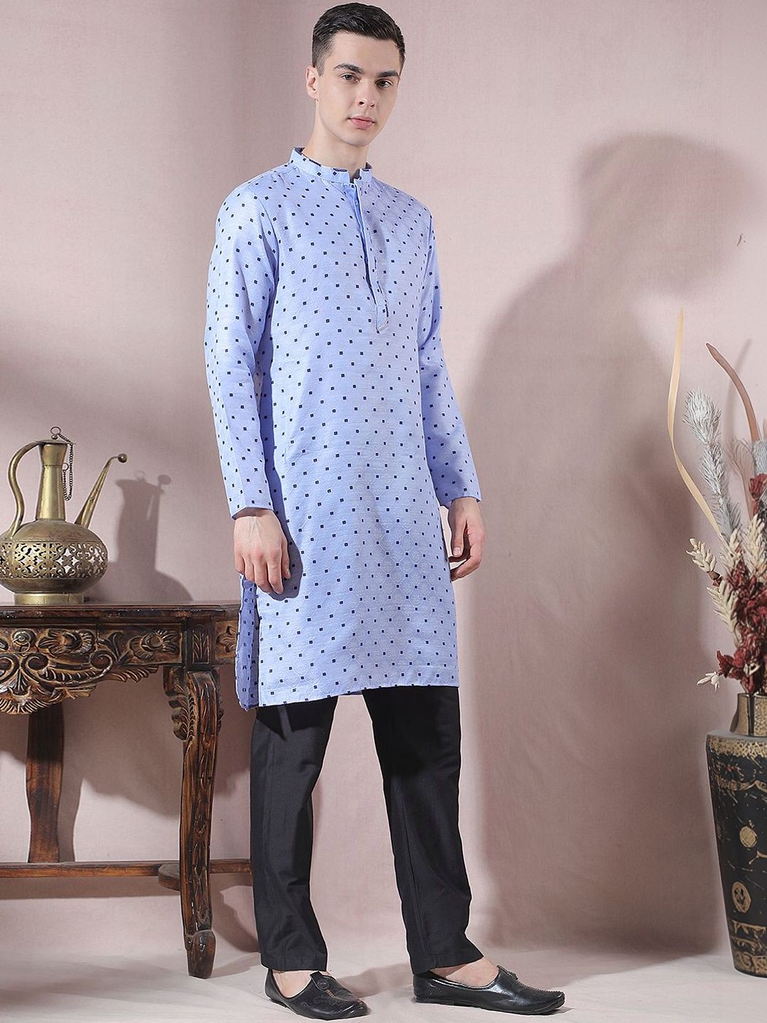 Men Printed Regular Kurta with Trousers
