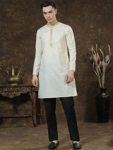 Men Regular Thread Work Kurta with Trousers