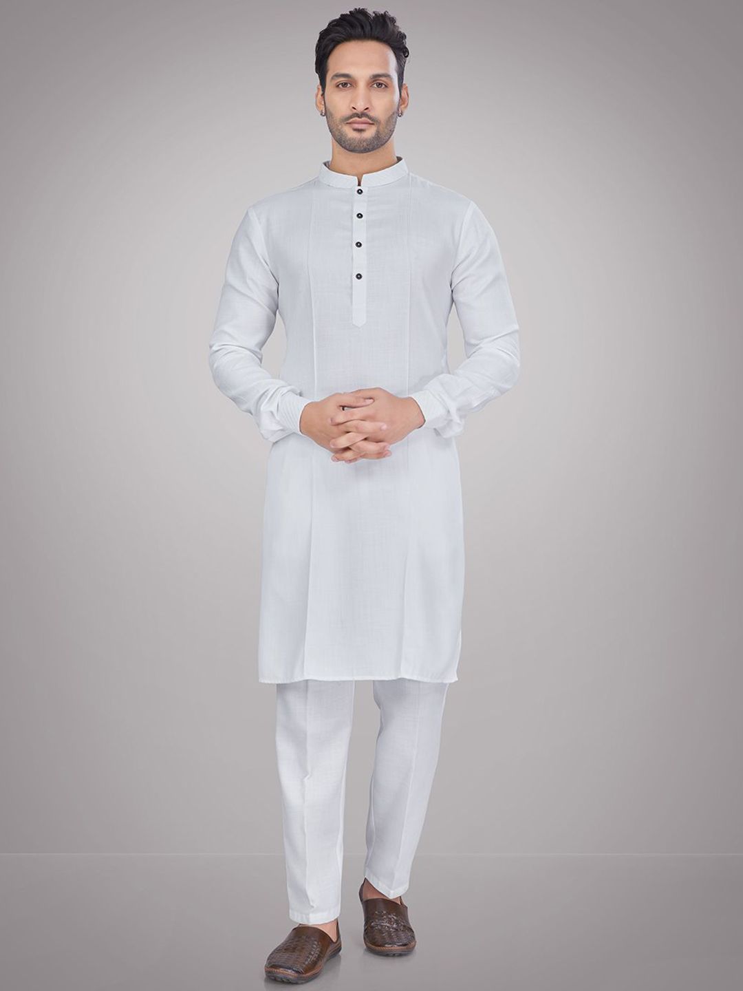 Mandarin Collar Straight Kurta & Pyjamas