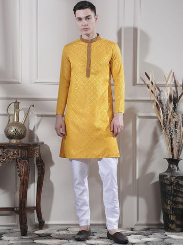 Men Regular Thread Work Kurta with Trousers