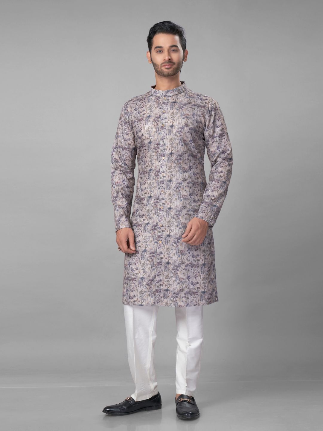 Men Ethnic Motifs Printed Full Sleeve Calf Length Kurta