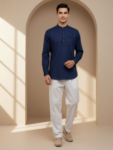 Mandarin Collar Thread Work Kurta
